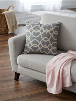Gray Geometric Trellis Throw Pillow