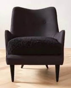 Black Suede and Shearling Chair