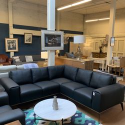 Top Grain Black Mod Leather Sectional