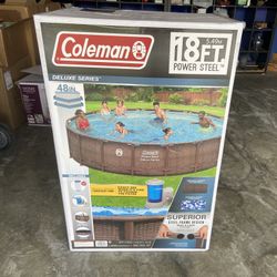 Coleman Power Steel Frame 18 Ft Round Above Ground Pool w/ Filter, Pump, Ladder & Cover - Brand New
