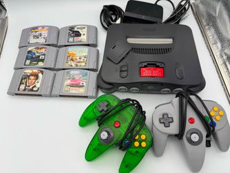 Nintendo N64 Console Bundle Expansion Pak 2 Controllers Tested Working 6 Games