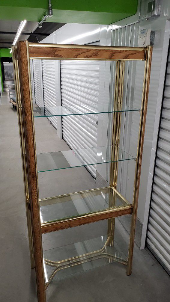 PENDING-MCM Display Shelf Vintage Gold and Woodgrain