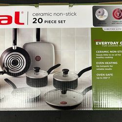 T-fal 20-Piece Ceramic Non-Stick Cookware Set – New in Box
