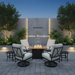 Patio Furniture Set Outdoor Swivel Chair With Fire Pit