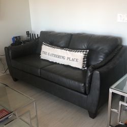Leatherette Couch  78” Long  37” Deep and 33” Tall  No tears! Great Condition  Used For Staging Property