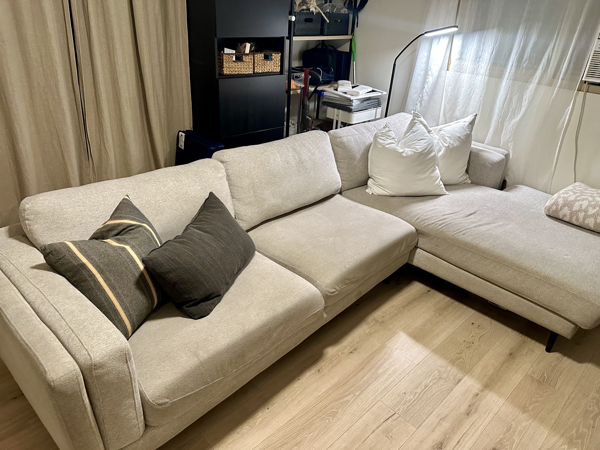 Couch sectional With chaise A- Living Spaces Aquarius II Sectional (Gray)