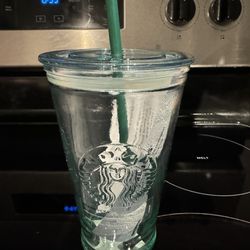 Starbucks Recycled Glass 16oz Cup W/Straw
