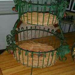 Two tier metal/wicker holder! 