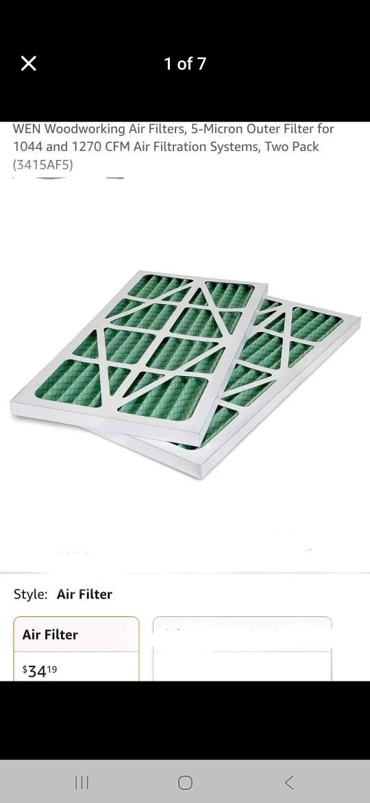 3 WEN Woodworking Air Filters, 5-Micron Outer Filter for 1044 and 1270