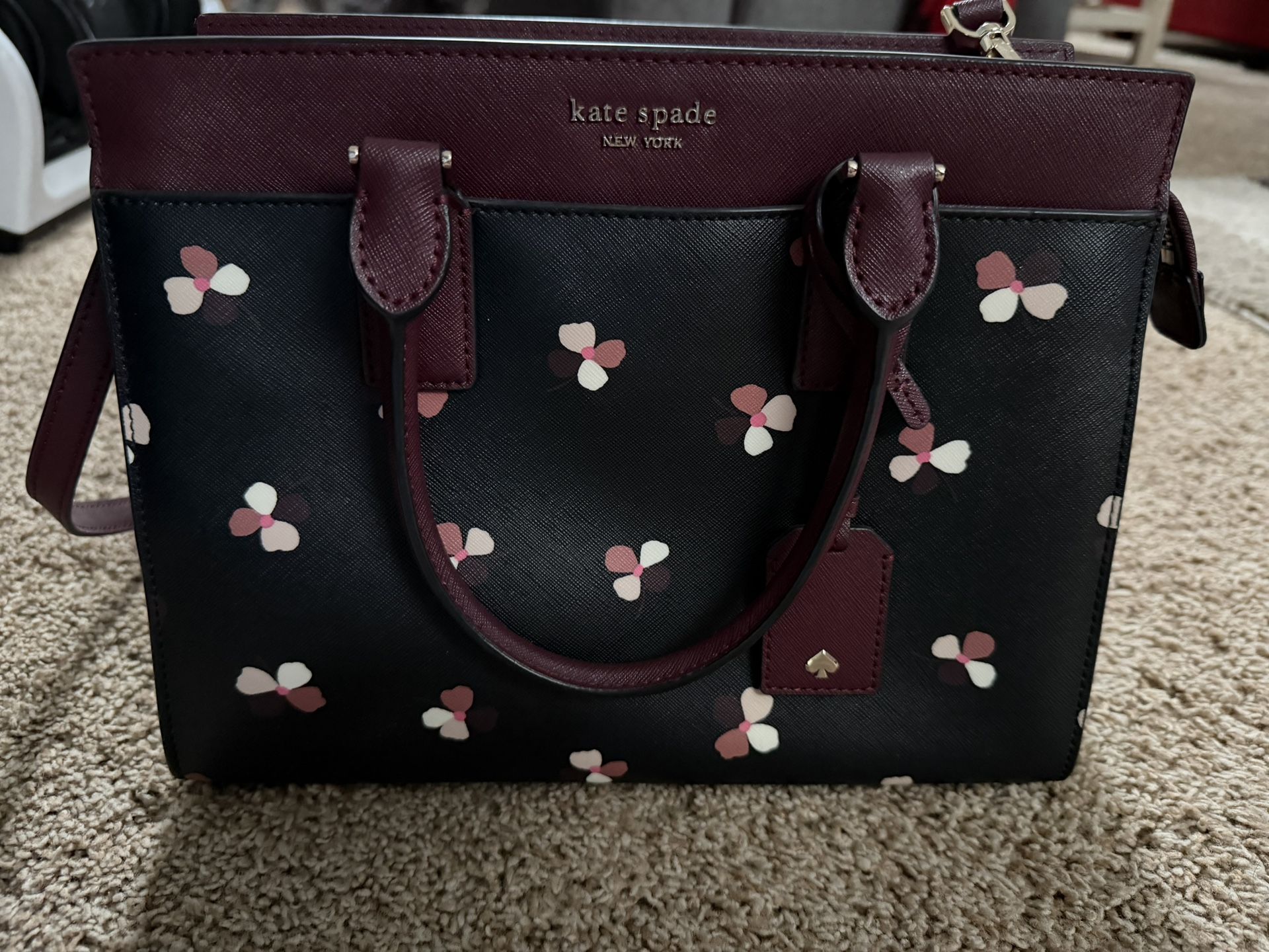 Kate Spade Cameron Dusk Buds Ditsy Medium Satchel Black + Floral 
