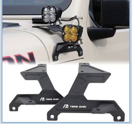 Dual A Pillar Light Mount  2018-2025 Jeep Wrangler JL/JLU Gladiator JT Black(1 Pair)