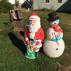 Two Christmas Plastic Yard Decor 