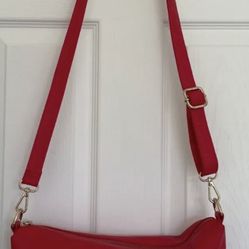 BCBG Paris Faux Pebble Leather Crossbody Purse Red 