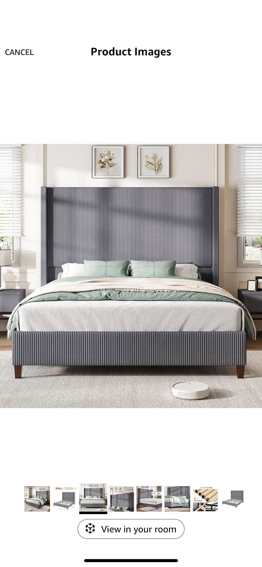 Grey Velvet Bed Frame