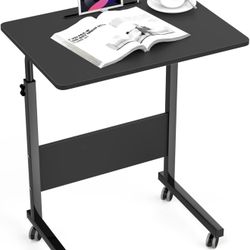 23.6 inches Side Table with Wheels,Snack Side Table with Castors Mobile End Table Easy to Assemble for Laptop, Black, 