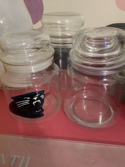 3 glass covered dishes