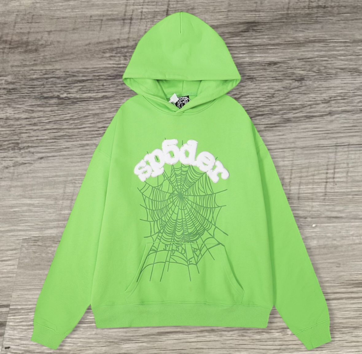 Lime Green Sp5der Hoodie With Tags