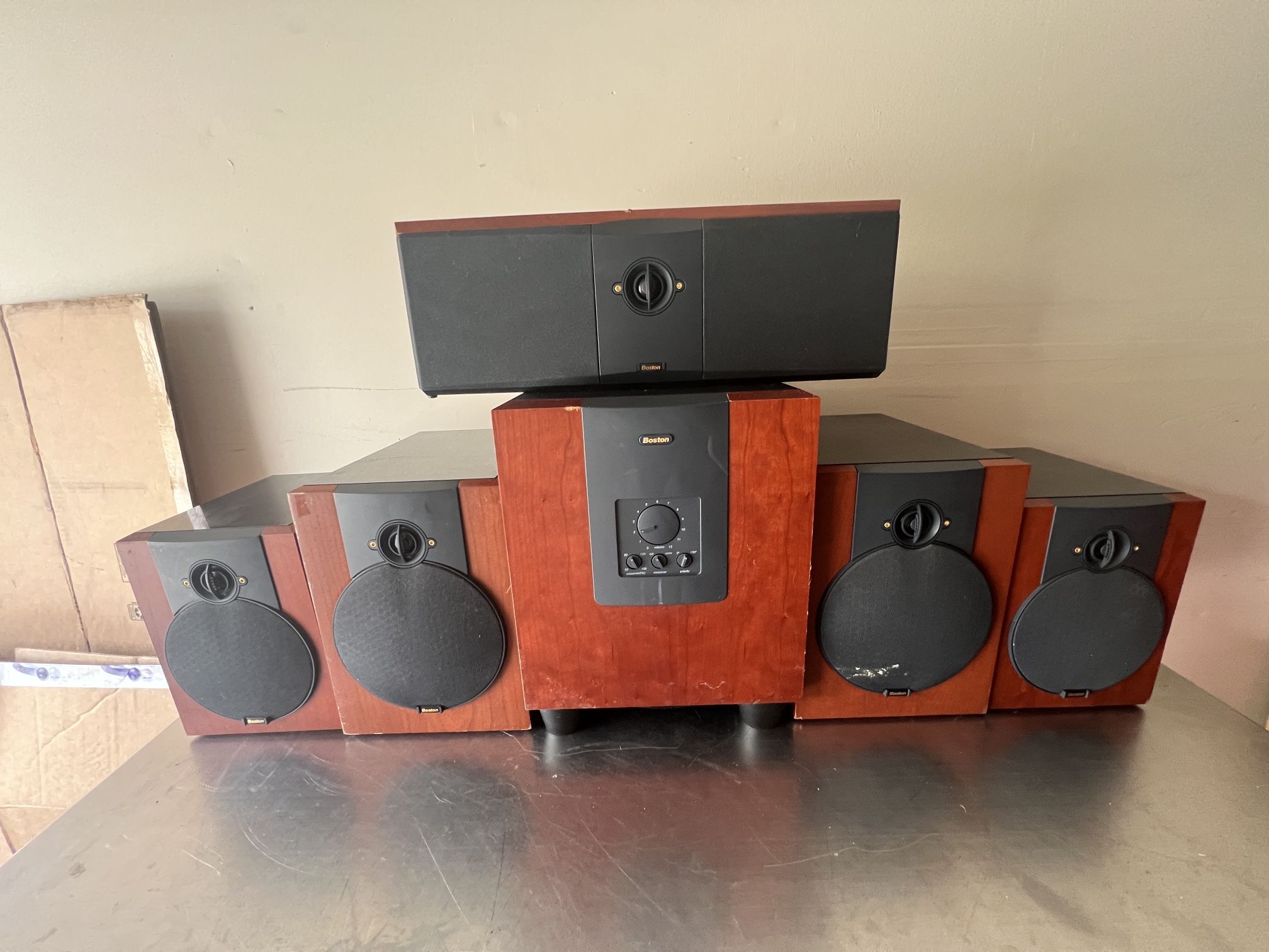 Boston Acoustics Surround Sound Speaker System Set Cherry Wood