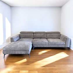 🏷WAREHOUSE CLEARANCE | BRAND NEW Modern Sectional Sofa L-Shape with Adjustable back and headrests, Gray💥 FINANCE