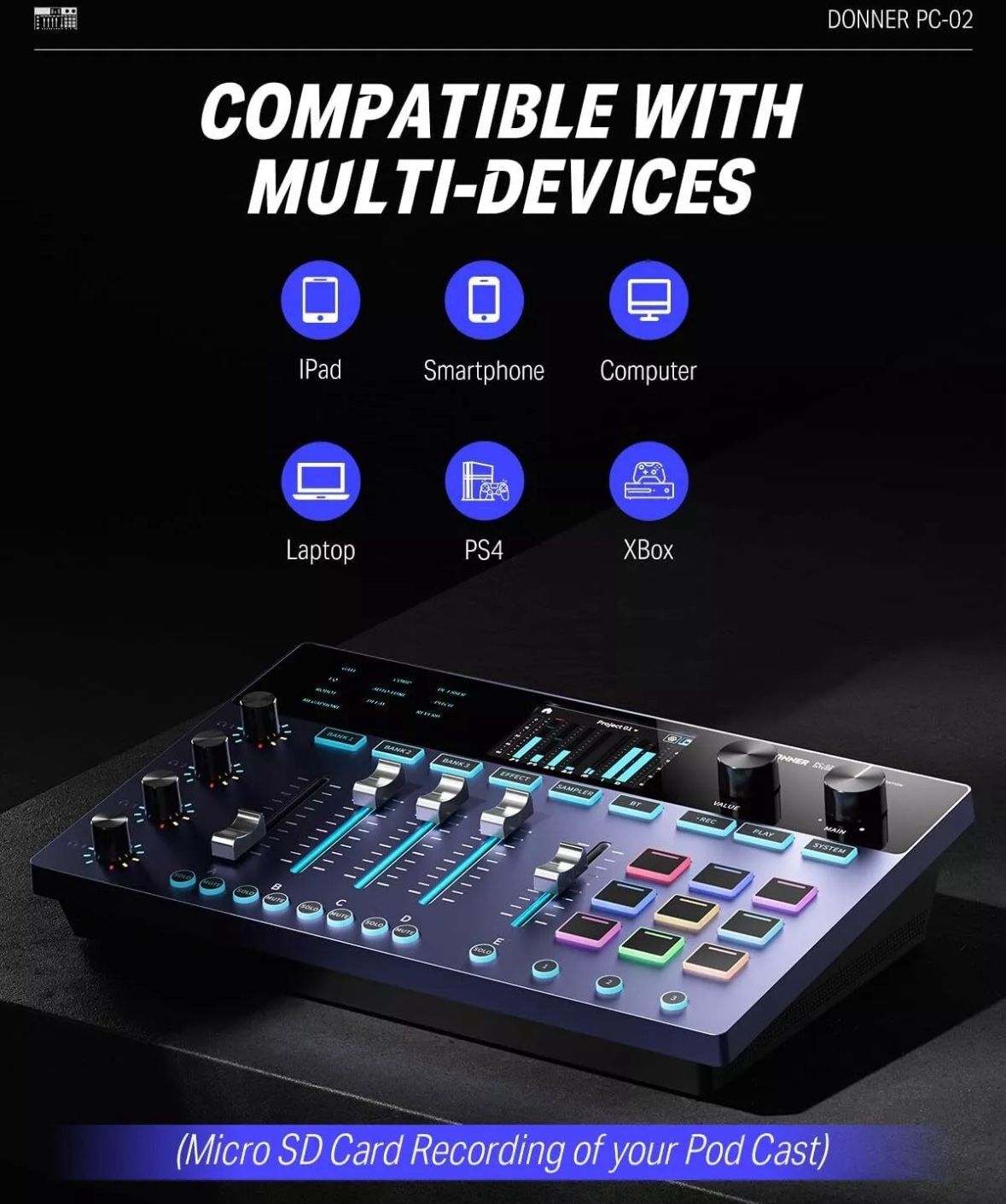 Donner PC-02 Integrated Audio Production Workstation 4 Channels Podcast Record