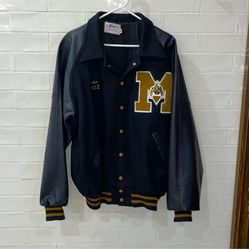 Neff Letterman Jacket Vintage Sz 2XL Black & Gold Wool Leather