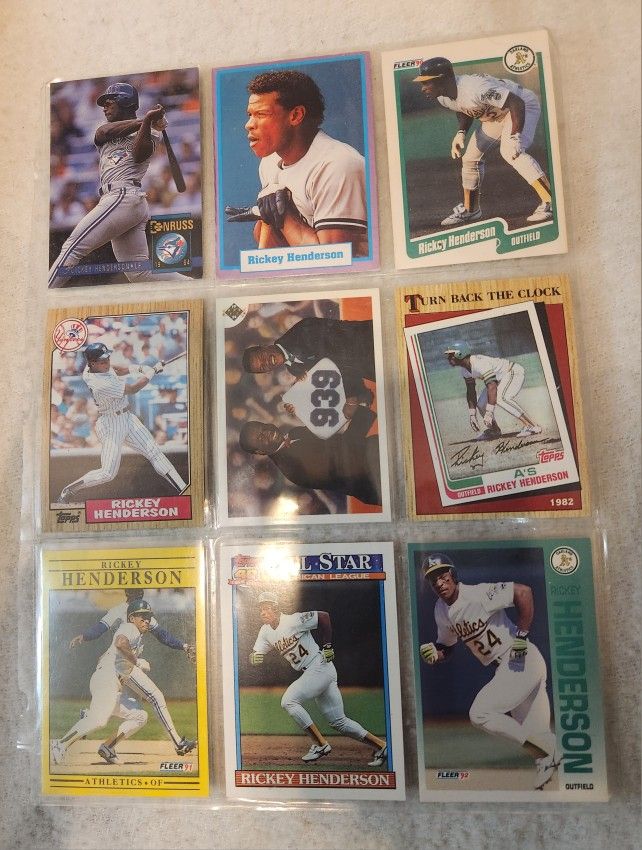 9 Card Assorted Rickey Henderson Card Lot