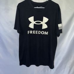 Under Armour Black Tee With White Logo & FREEDOM Text 