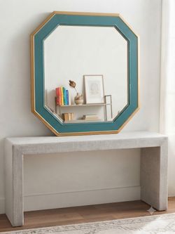 Octagonal Teal and Gold Wall Mirror38” x50”