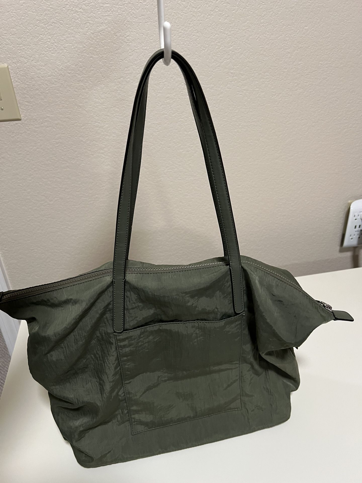 Rebecca Minkoff Olive Green Nylon Tote with Leather Straps