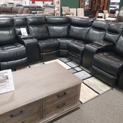 Black Leather Sectional Sofa