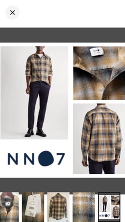 NEW!  NN07 Deon Checked Linen-Blend Shirt - Yellow (M)