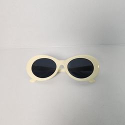 Retro Oval Cream/Pale Yellow Sunglasses with Black Lenses