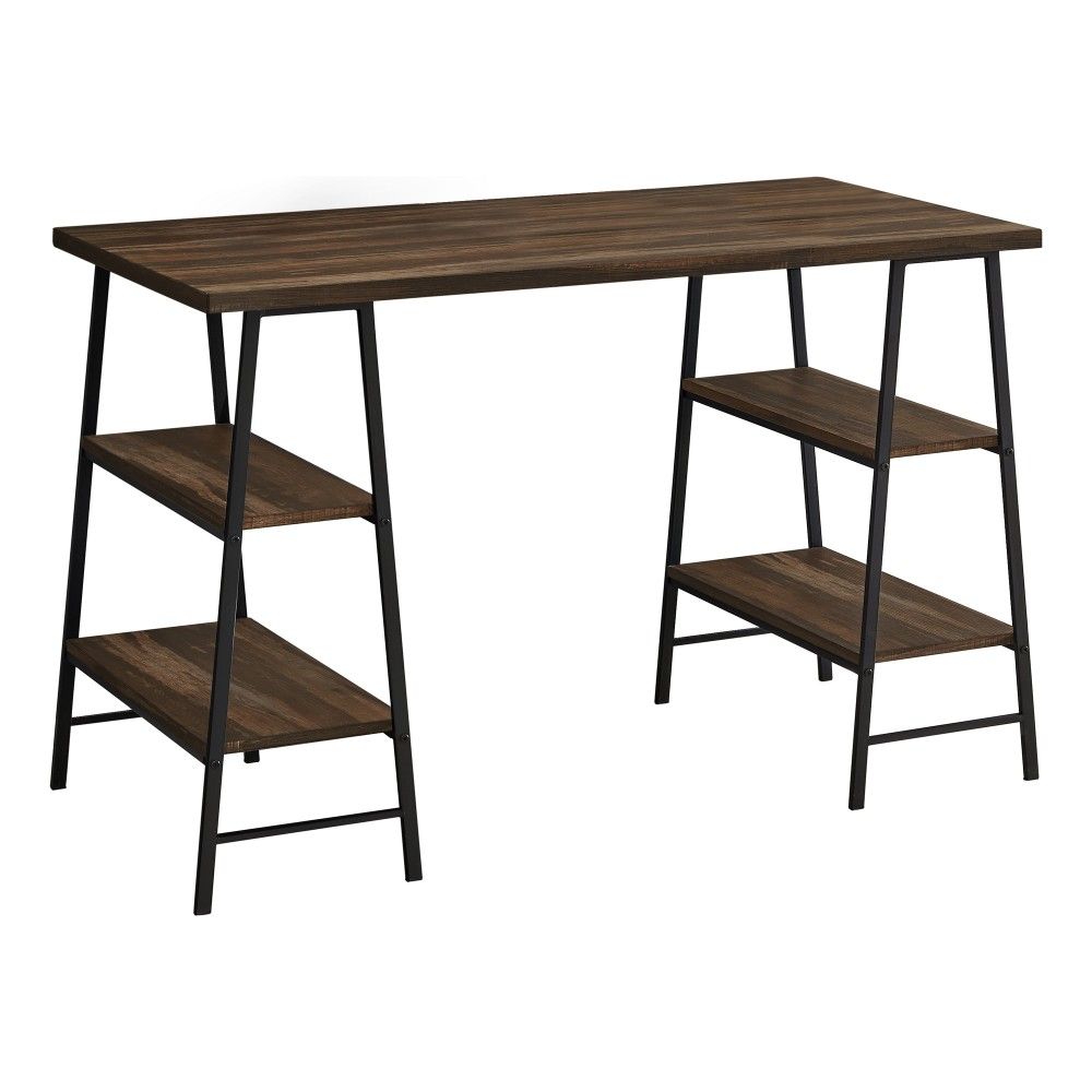 COMPUTER DESK - 48"L / BROWN RECLAIMED WOOD / BLACK METAL