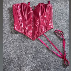 Red Leather Corset Top 