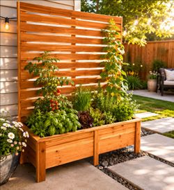 Cedar Raised Garden Bed With Privacy Trellis   Built to Last