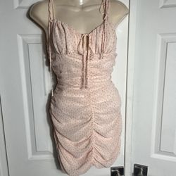 Pink Ruched Mini Dress Size M