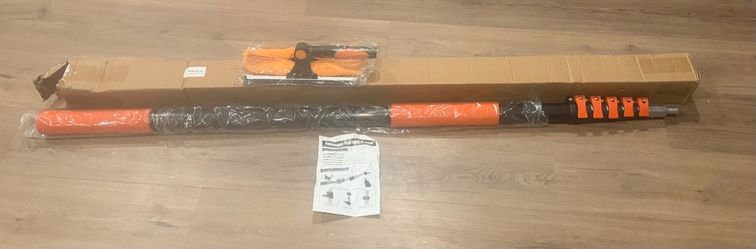New 24-FT Telescoping Window Cleaning Kit - Squeegee & Microfiber Scrubber