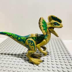 Green Dinosaur Dilophosaurus Figure | New Custom LEGO Compatible Toys