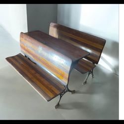 Antiques school desk, two pieces