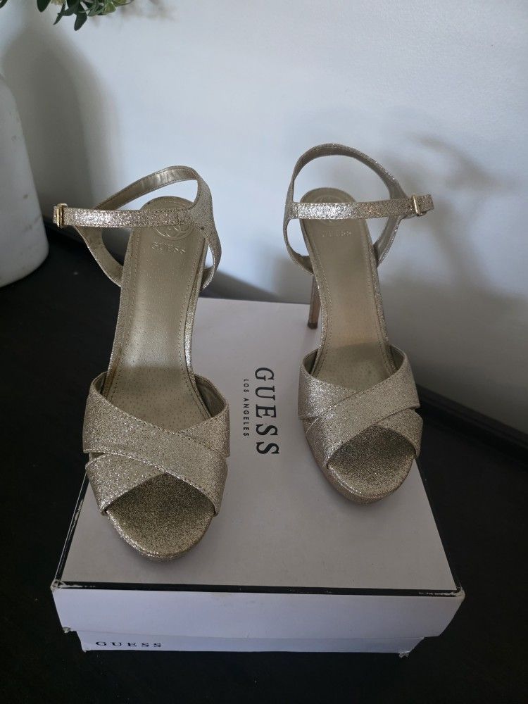 Gold High Platform Heels Size 8