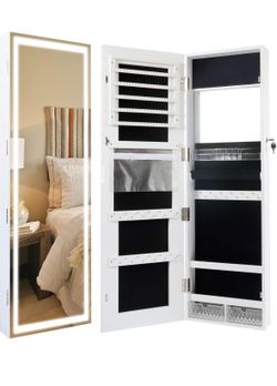 LED mirror Jewellery cabinet - wall/door mount