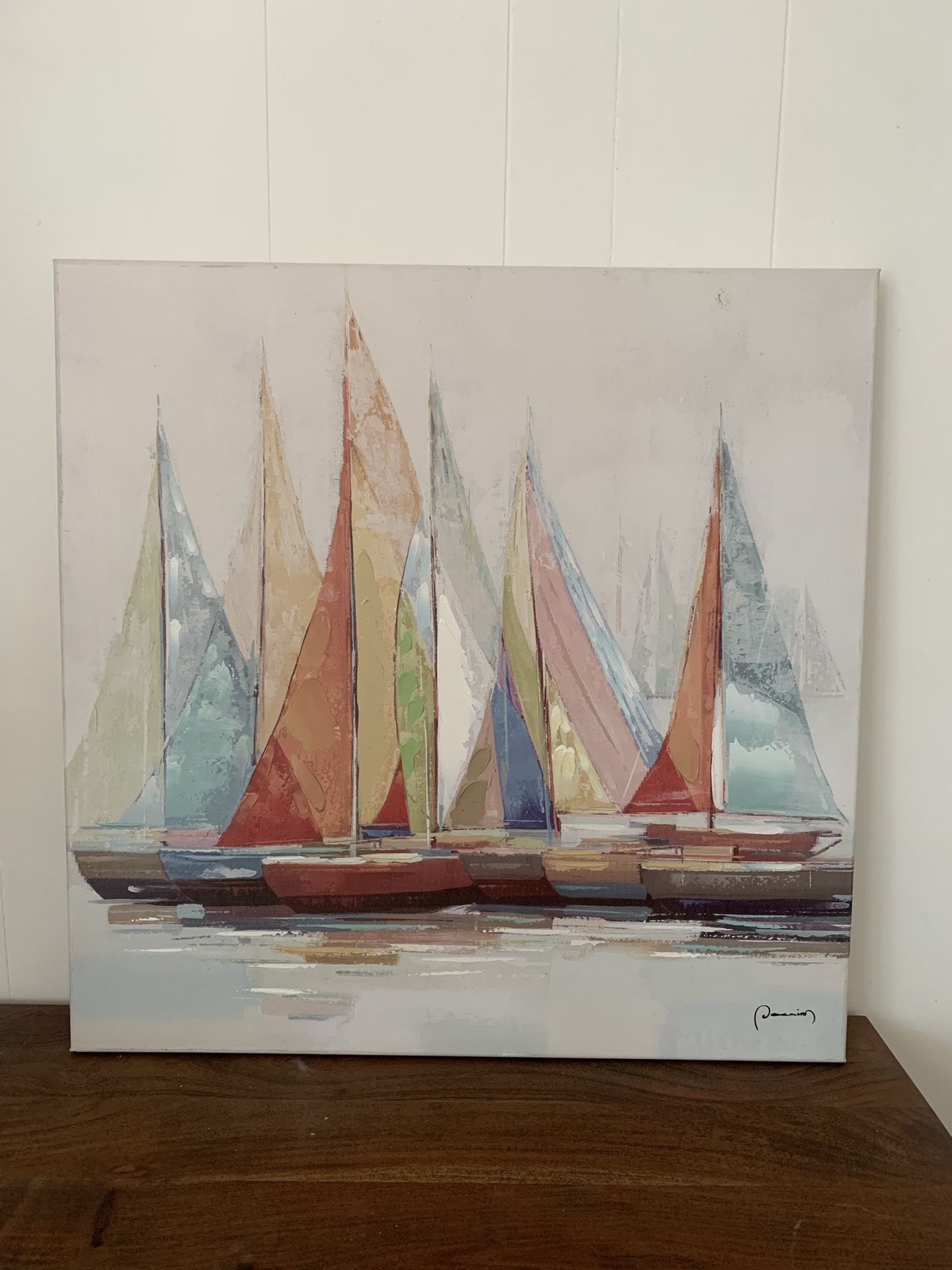 Abstract Sailboat Canvas Wall Art, Colorful Boat Art Prints, Seascape Wall Art, Artwork for Wall Hang, Landscape Wall Art, Blue Canvas Print, Canvas P
