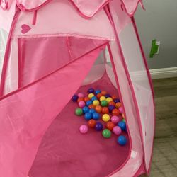 Pink Princess Kids Baby Tent With Balls
