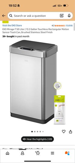 Touchless 13.2 gallon trash can