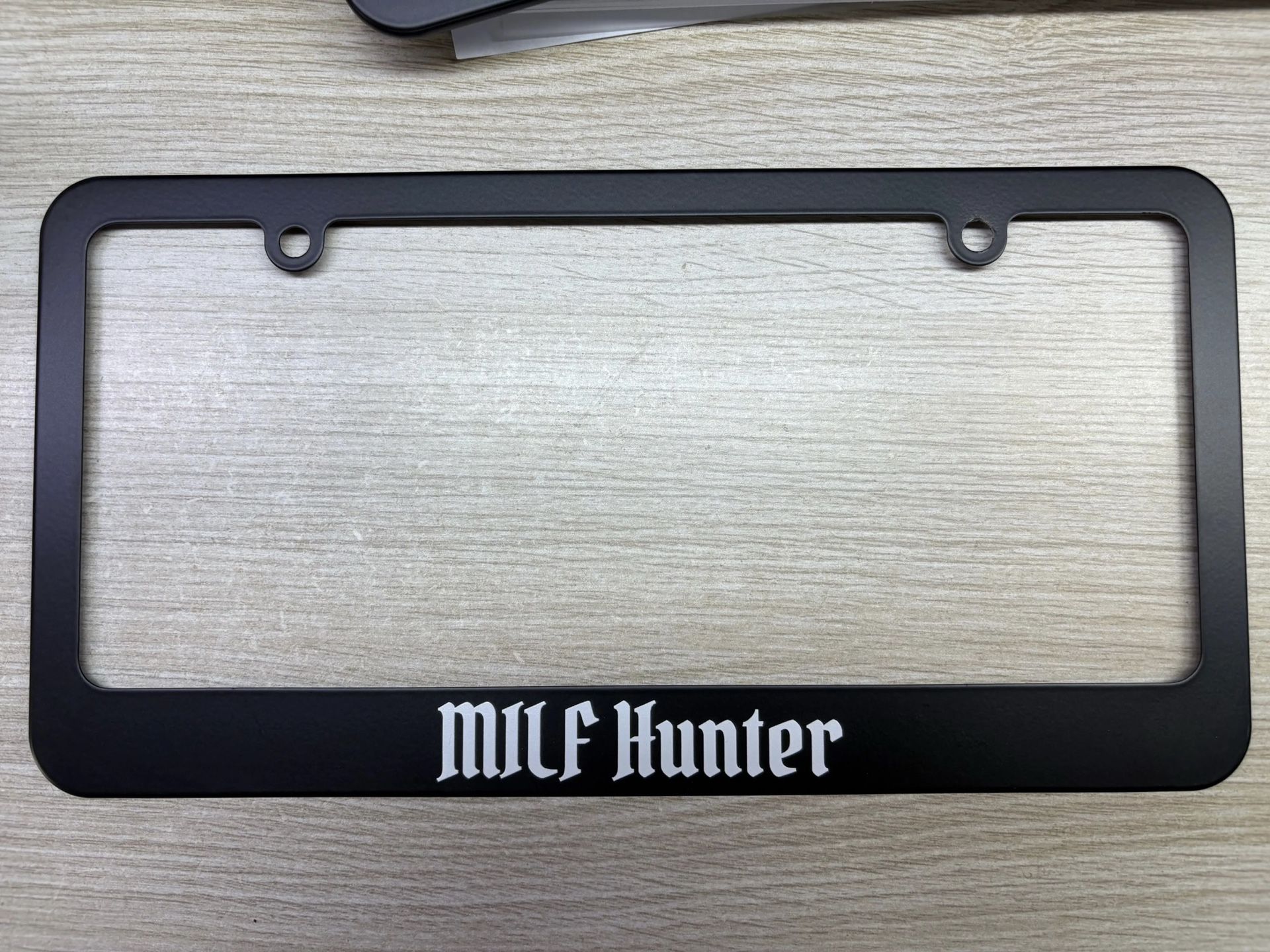 Milf Hunter Aluminum License Plate Frame - Sleek & Durable - Fits AIl US Plates