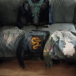 Small Jean Jackets with Embriodered Patches