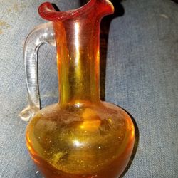 Antique Amber Glass Pitcher