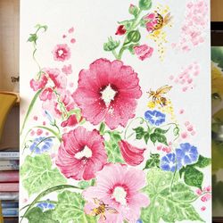 #Original painting “hollyhock”by artist Rian