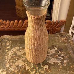 Vintage Seagrass Wrapped wine carafe