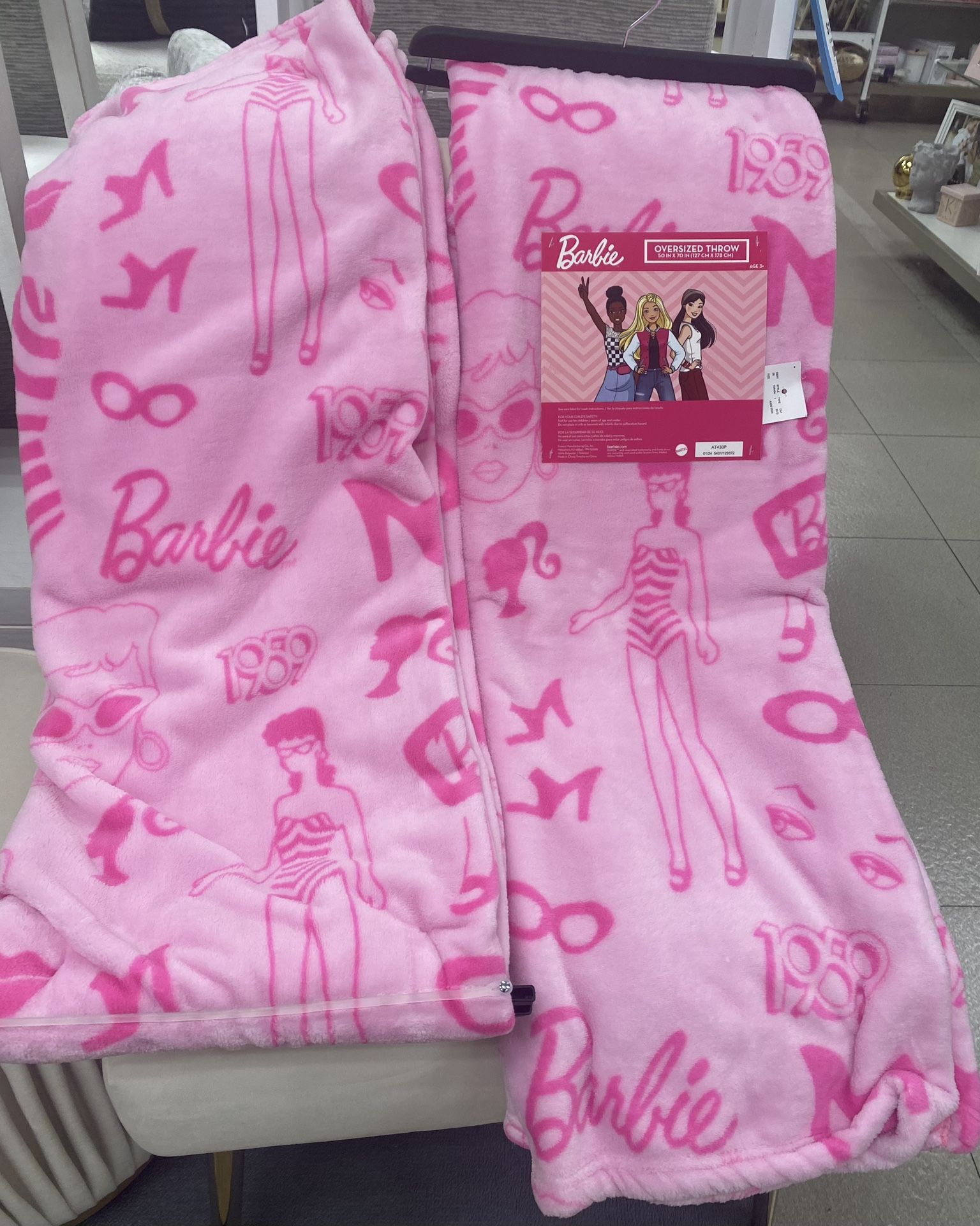 New Barbie Blanket Oversized Throw 50in By 70in 